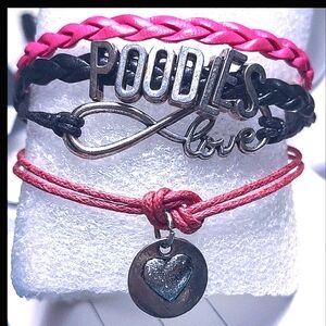 Pink & Black Poodle Friendship Love Infinity Bracelet